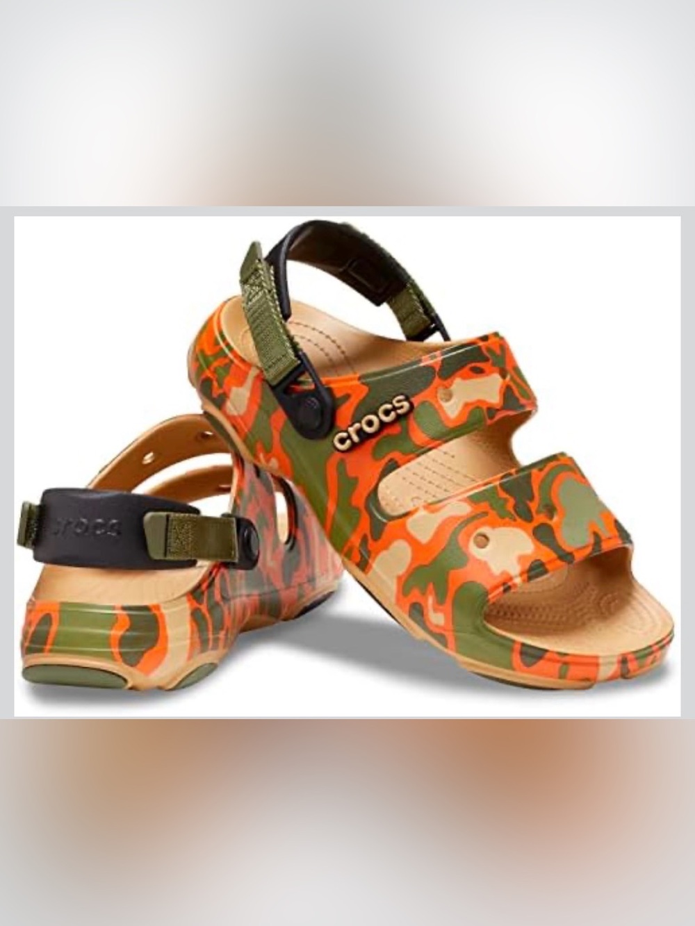Crocs Classic All Terrain Camo Sandal men’s 11 orange green like new